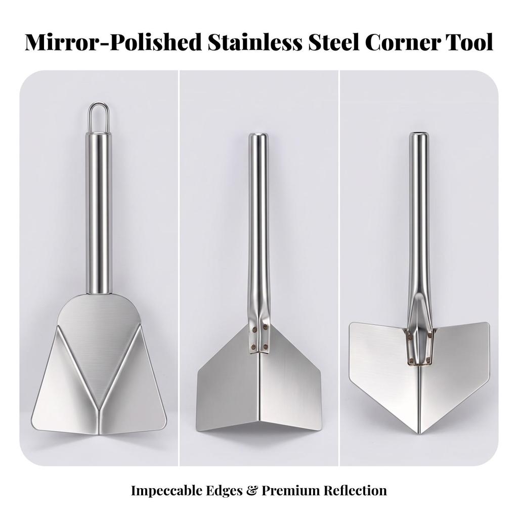 Corner Finishing Tool with Hanging Loop | Stainless Steel Build, Smooth Metal Handle, for Home