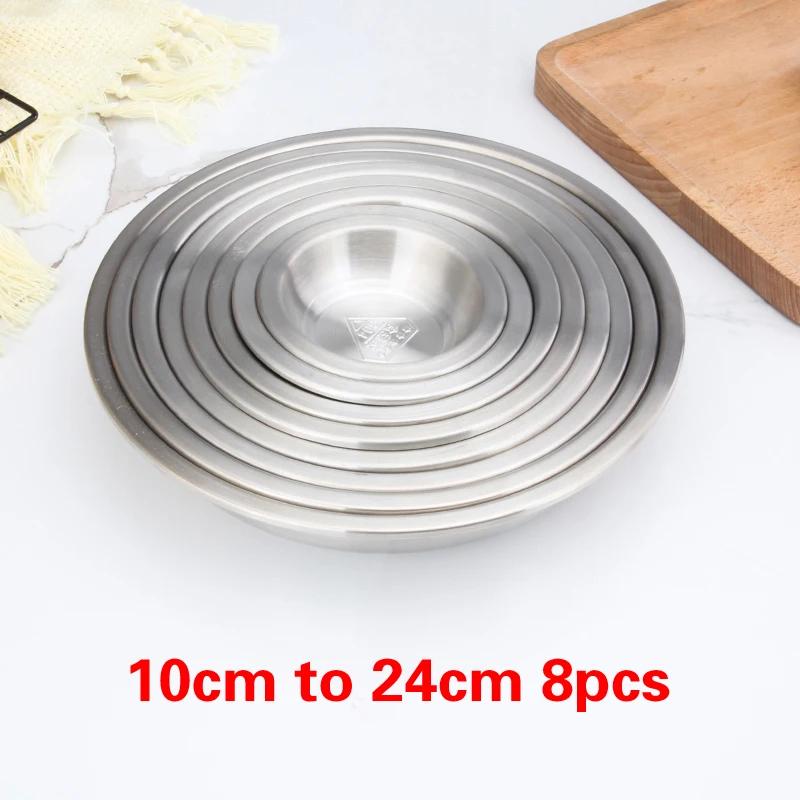 Food grade thick 304 Stainless Steel Seasoning Dish Plate Round Sauce Ketch Rice Container Kitchen Picnic plates dinner plates