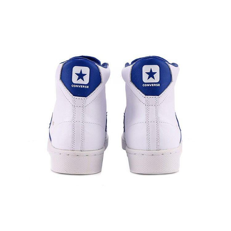 Converse Cons Pro Leather Round Toe Lace-Up Synthetic Leather Shock Absorption High-Top Retro Basketball Shoes Unisex Sneaker White Light-Blue 170359C