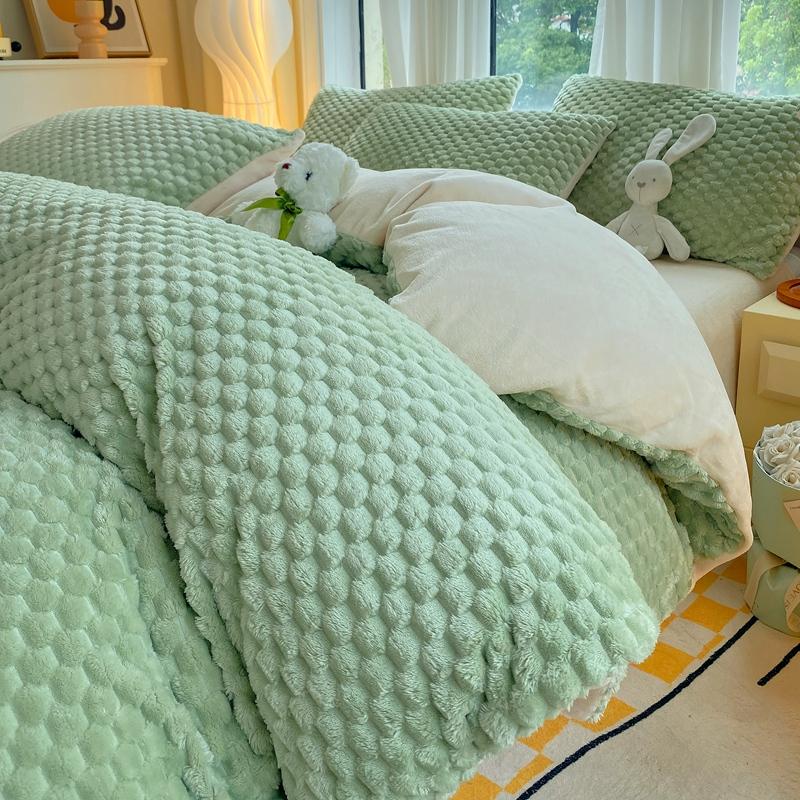 Gray Warm Milk Velvet Duvet Cover Autumn and Winter Thick Comforter Cover Children Adult Bedroom Solid Color Single Duvet Covers