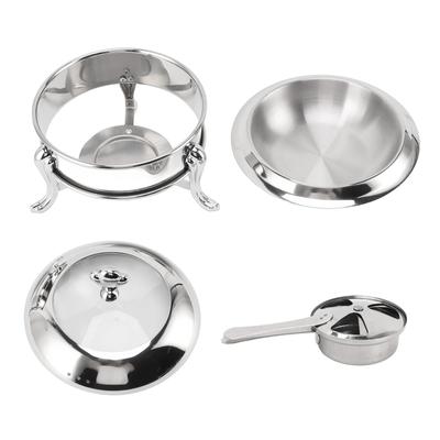 Ensemble de buffet réchaud rond avec couvercle en acier inoxydable, chauffage au carburant, restauration portable