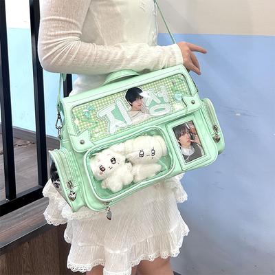Y2K Miela Ita Krepšys Harajuku Mergaitė Skaidri Kišenė Didelės Talpos Crossbody Lolita Pasidaryk Pats Ženkliukų Eksponavimas Kasdieniai Pečių Krepšiai