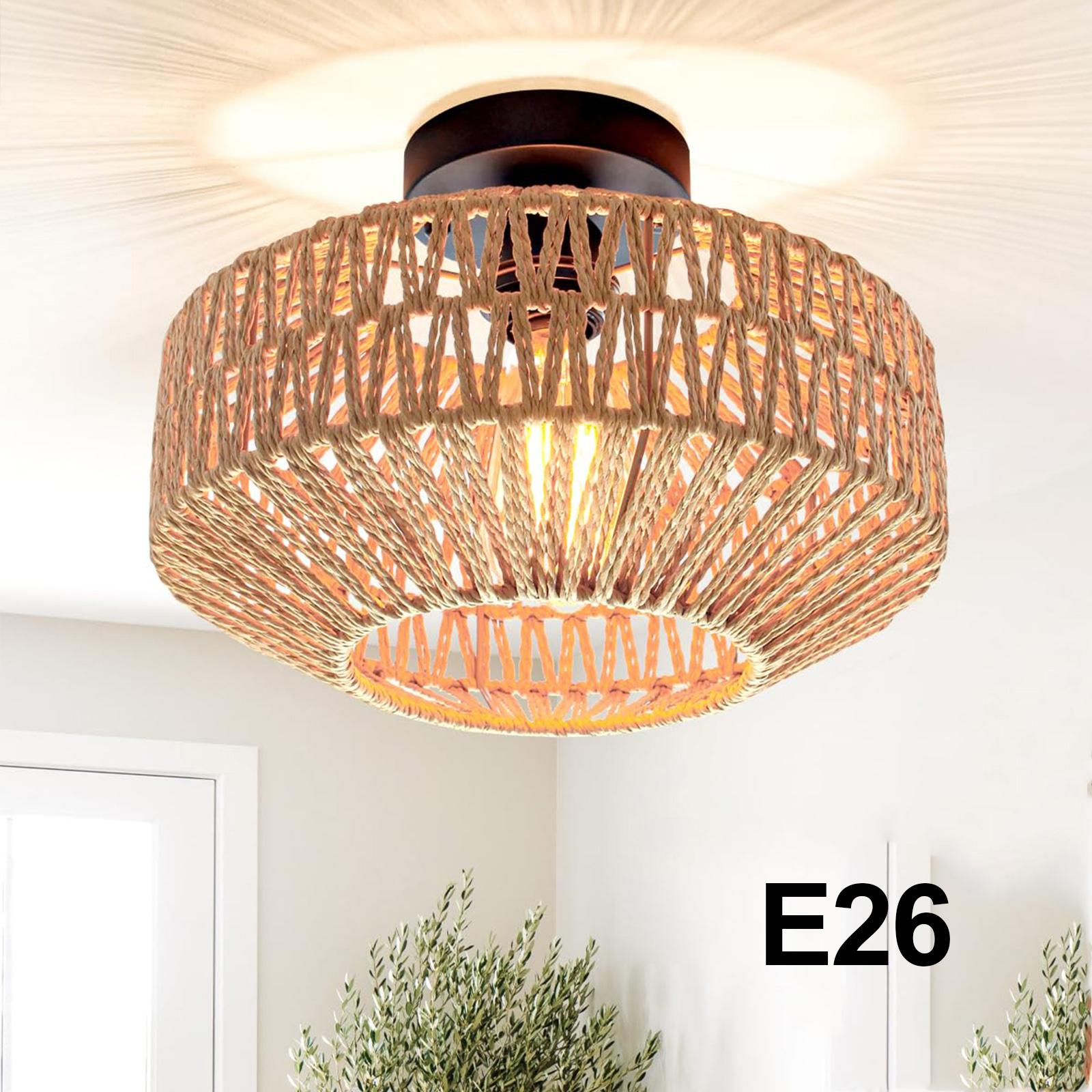 

Boho Light Ceiling Mount Mini Rattan Chandelier Light LED Bulb Woven Ceiling Lights Fixtures Flush Mount Hanging Pendant Lamp