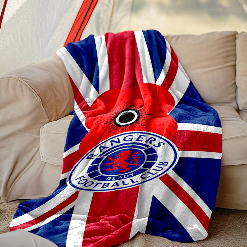 Rangers FC Pattern Blanket, Cozy Blanket for All-Season Comfort on Sofas, Beds, Office, Car, Camping and Travel