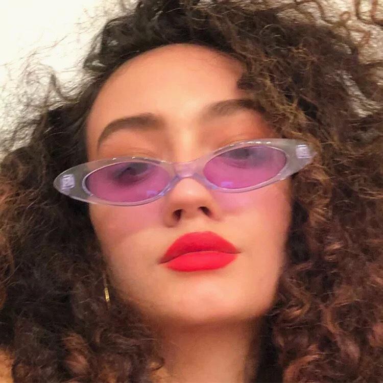 European Unisex retro small elliptical Sunglasses small frame Cat Eye Sunglasses men and women's glasses