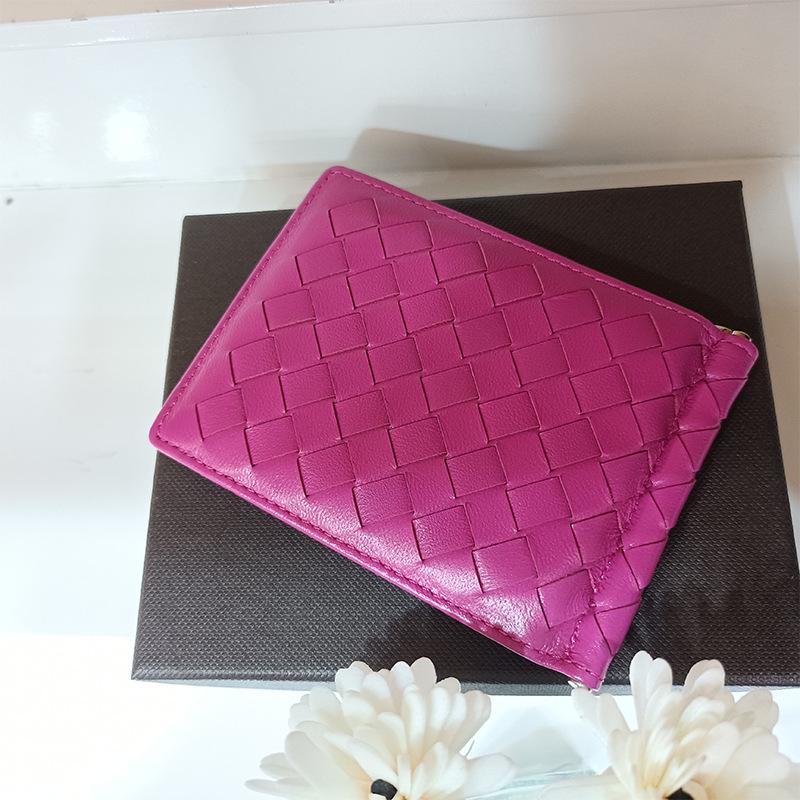 

Плетеный кошелек-картхолдер и зажим для долларов из натуральной кожи ручной работы для мужчин и женщин 11cm x 8.5cm x 0.5cm розы красного