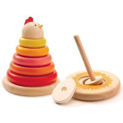 Djeco Clucking Wooden Ring Insert, Mixed Colors, 1 Set, Korean Baby Products