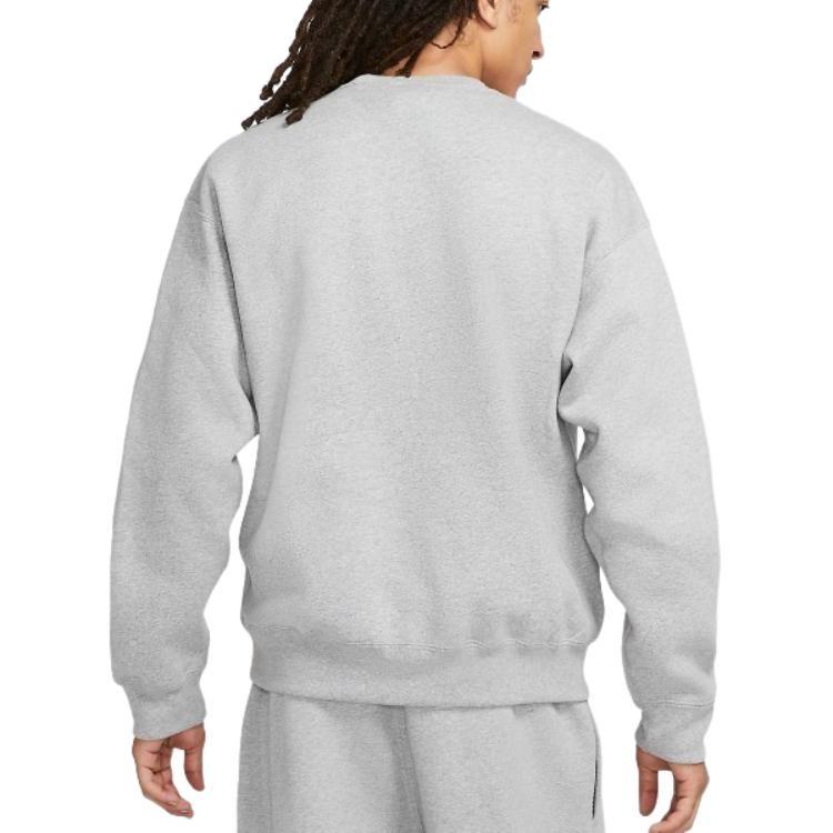 Nike Lab Fleece Crew Solid Color Plush Stay Warm Sports Round Neck Pullover Gray Dark gray Men's DA0318-063