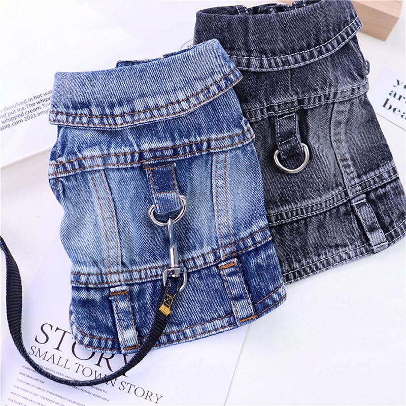 Giacca da Cowboy alla Moda per Cani Abbigliamento in Denim Primaverile per Cani Gilet Abbigliamento per Cuccioli Cani Chihuahua Yorkies Jeans Casual Cappotto per Animali Costumi