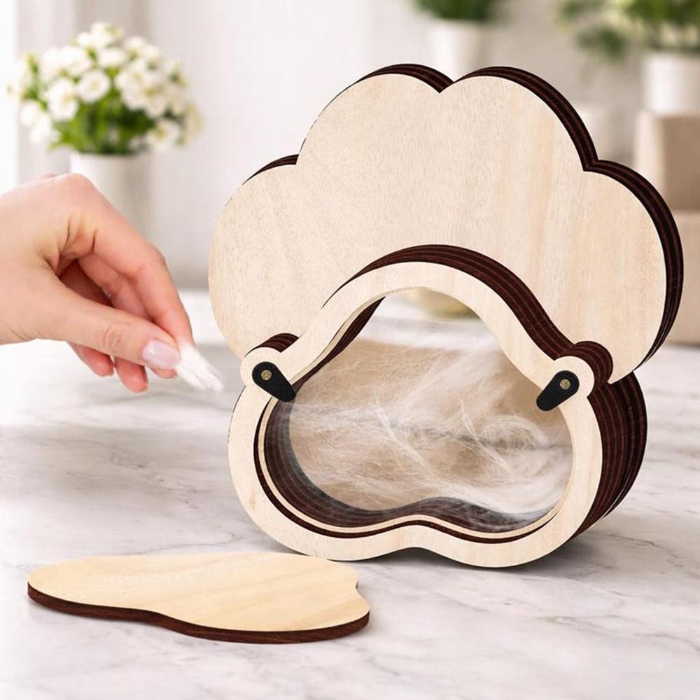 Pet Fur Hair Memorial Keepsake Custom Paw Print Shadow Frame Wooden Memory Box for Teeth Wonderful Pet Remembrance Souvenir