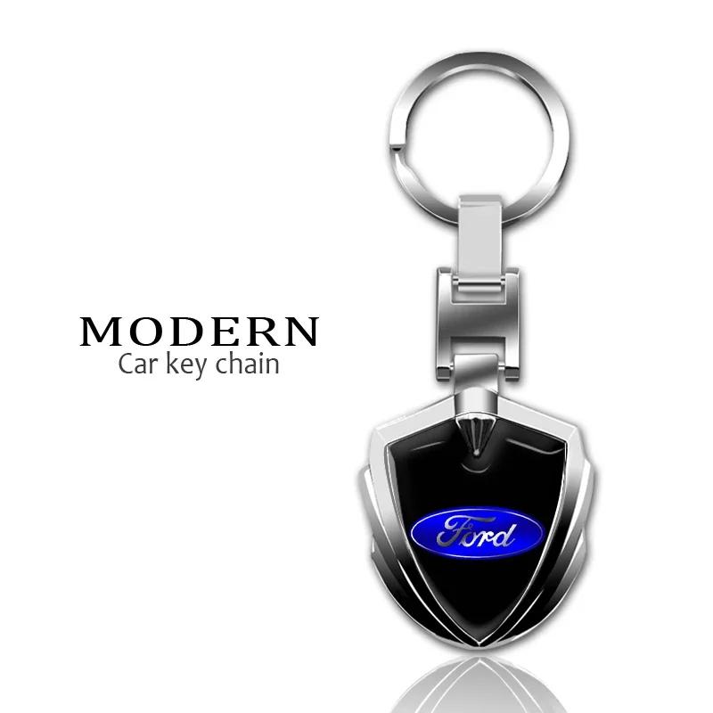 

New 2026 Car Sticker 2025 Hot 1pc Car Metal Aluminum Badge Key Ring Key Chain Car Goods For Ford Focus Mondeo Kuga Fiesta MK7 Es