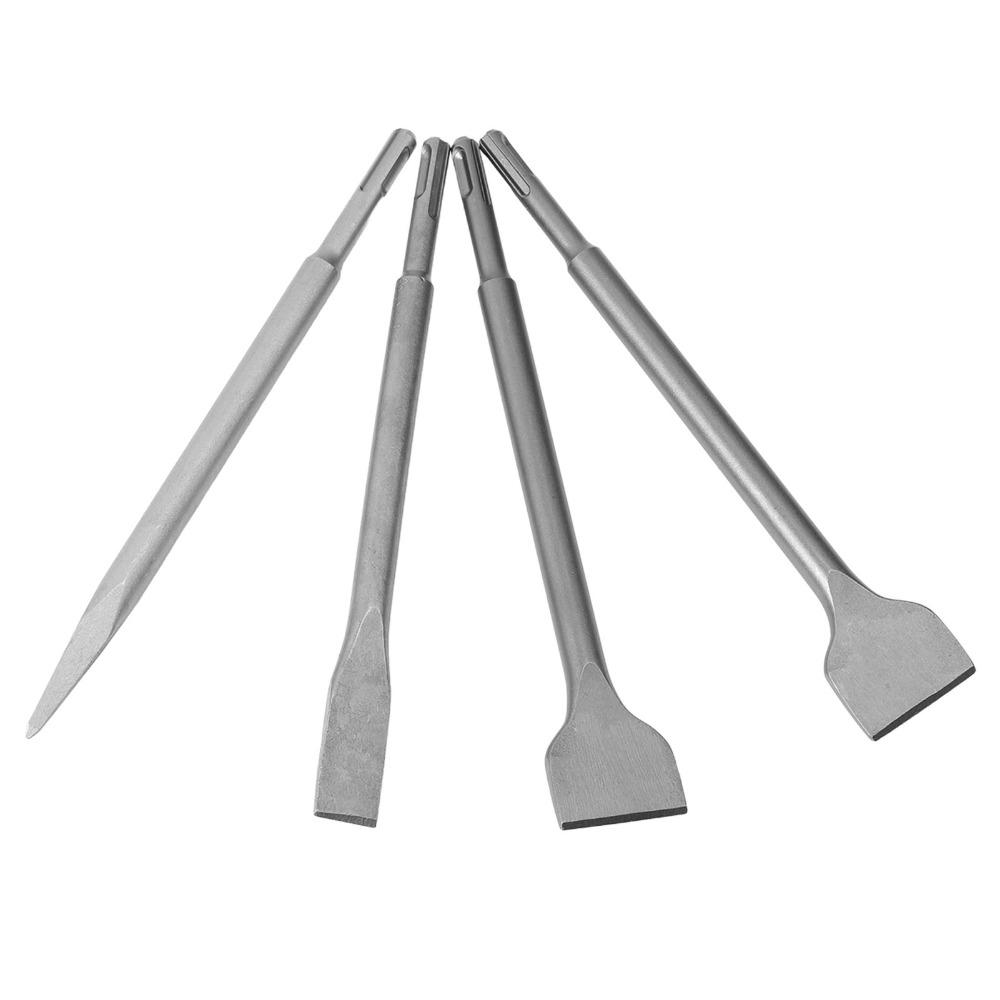 4pcs Round Shank Chisel Bit Set SDS Plus Shank Electric Hammer Bit  For Concrete Structure