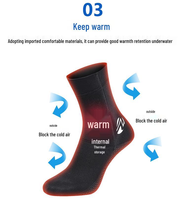 3mm ZCCO Super Elastic Winter Anti-Slip Diving Socks with Ankle Support, Anti-Abrasion Plus Size.