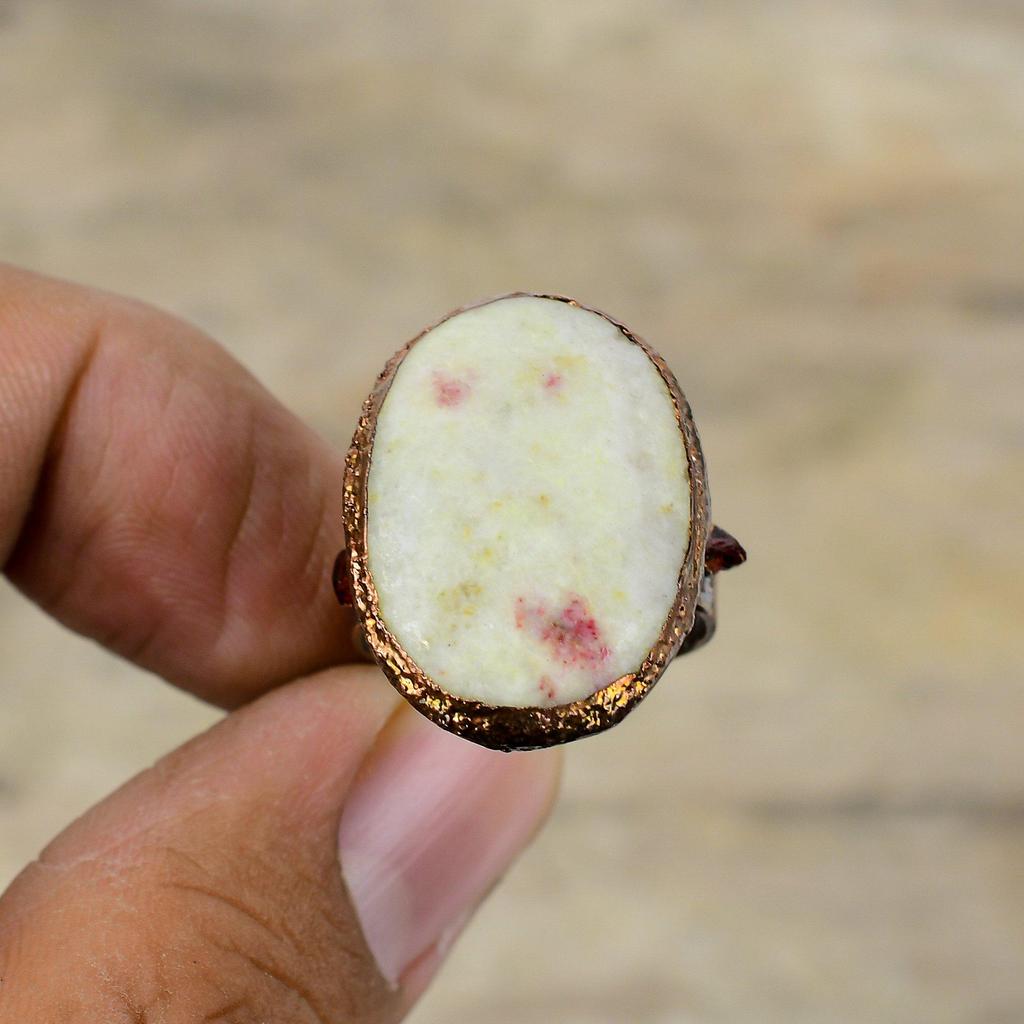 Vermilion Ring Electroformed Copper Ring Adjustable Rings Handmade Jewelry Real Gemstone Ring Vermilion Electroformed Jewelry Gift For Wedding