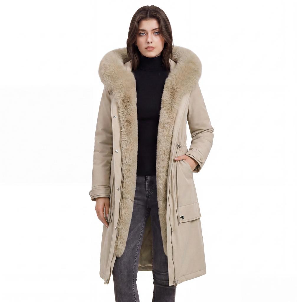 Winter casual medium and long thickened large fur collar warm bread clothes cotton coat