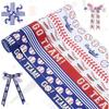 PH PandaHall 8 Rolls Baseball Ribbons 20 Yards Sports Ball Printed Ribbon White Blue Red Grosgrain Baseball Ribbon Craft Fabric Ribbons for Sports