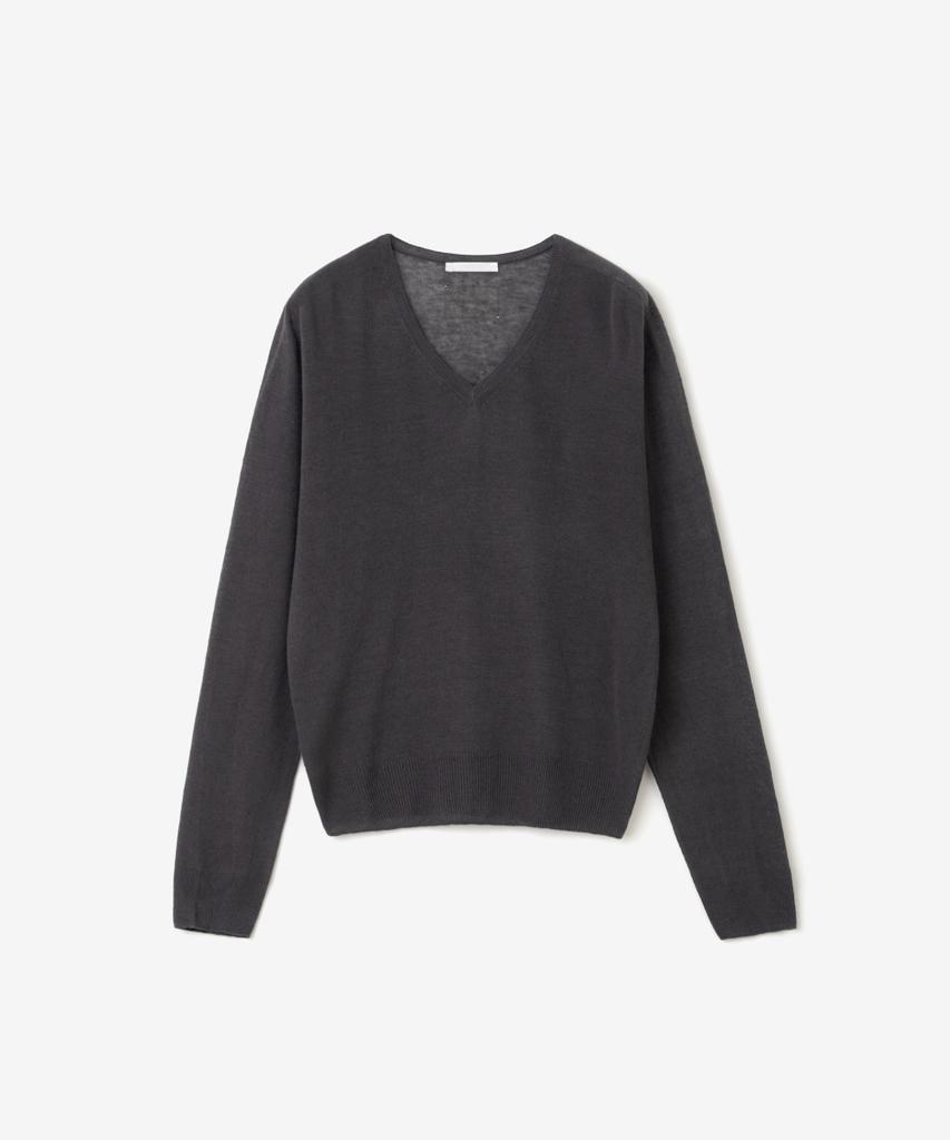 Ieoning Light Linen V-Neck Summer Knit, Charcoal