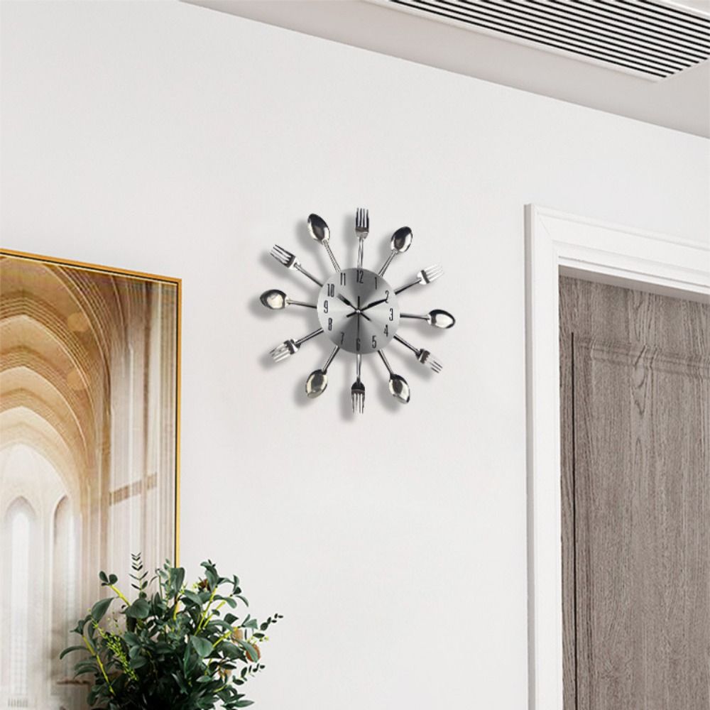 Removable Cutlery Wall Clock Modern Decorative Horloge Spoon Fork Wall Clock Restaurant