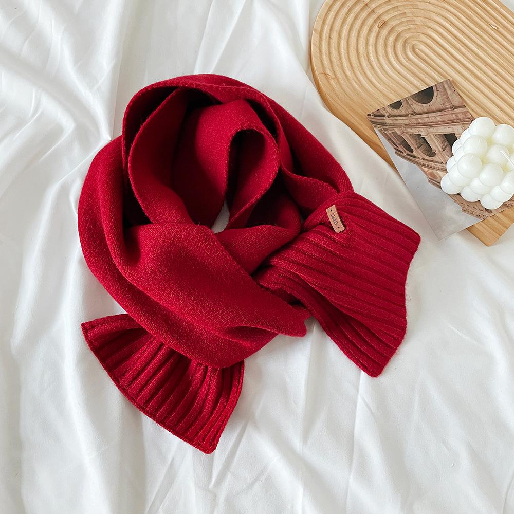 New winter knitted scarf women's acrylic high-end beige with careful machine vertical striped scarf
