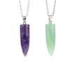 Natural Stone Crystal Imitation Bullet Pendant Necklace