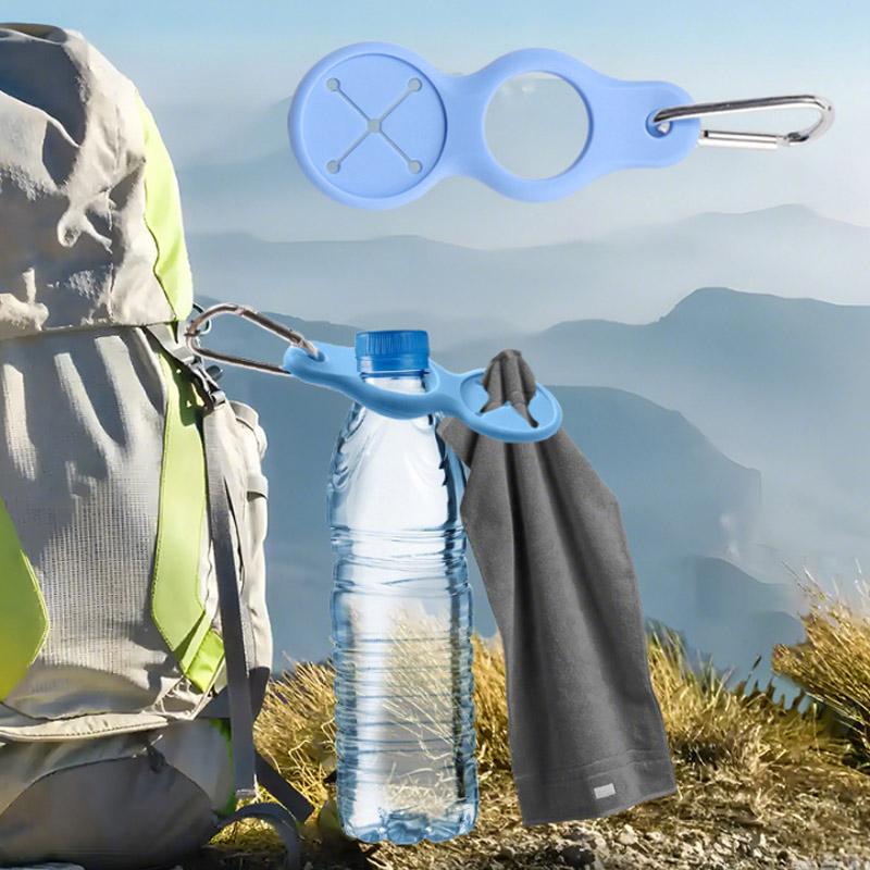 4pcs Portable Silicone Water Bottle Buckle Carabiner Clip Bottle Holder Towel Hanger Backpack Clip Camping Hiking Travel Tools