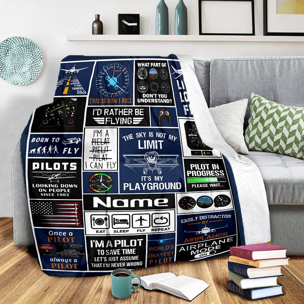 Aviationthemed Home Customize Your Name Blankets Comfortable Soft Lightweight Allseason Multipurpose Blanket For Picnics Sofas Offices Beds Living