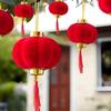 30Pcs Flocking Chinese Lantern Cartoon Hanging Ornaments Mini Lantern Decoration with Tassel Round Chinese New Year Lantern