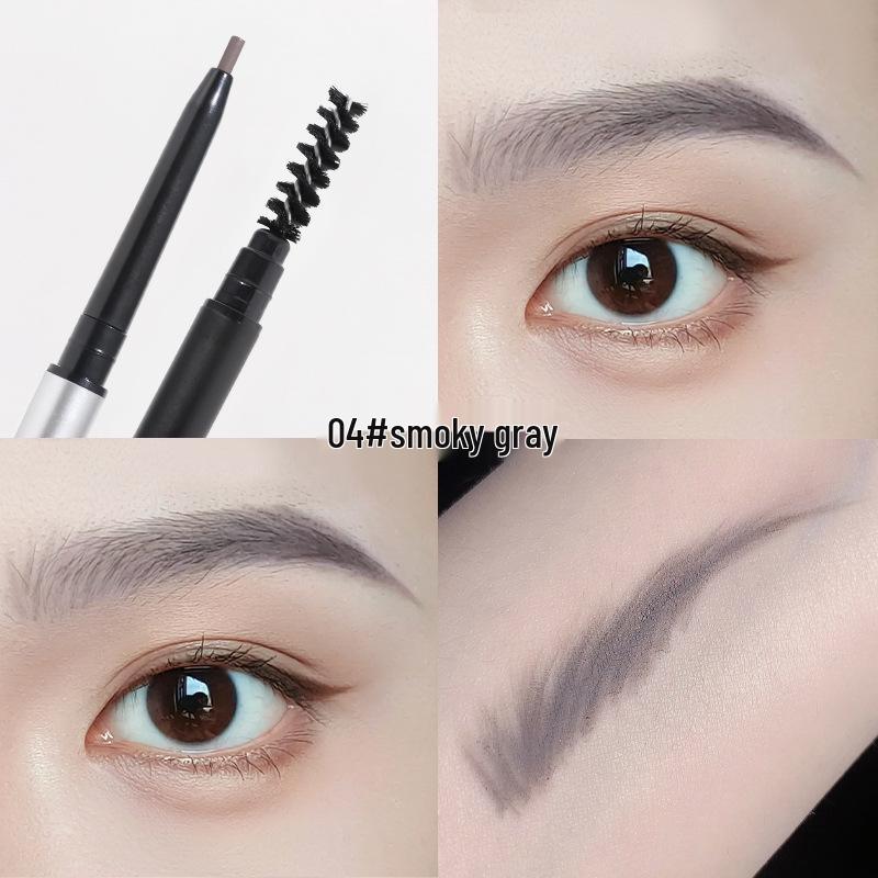 Black Gradient Double-Ended Rotating Eyebrow Pencil with Brush, Waterproof & Smudge-Proof, Beginner-Friendly Makeup.