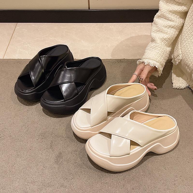 Summer New French Platform Wedge Slide Sandals - Luxury Aesthetic, Super Popular, Skirt-Friendly & Lightweight Cushioned Elevator for Women