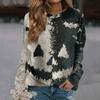 Women's Casual Long Sleeve Neck Halloween Print Sweatshirt Top