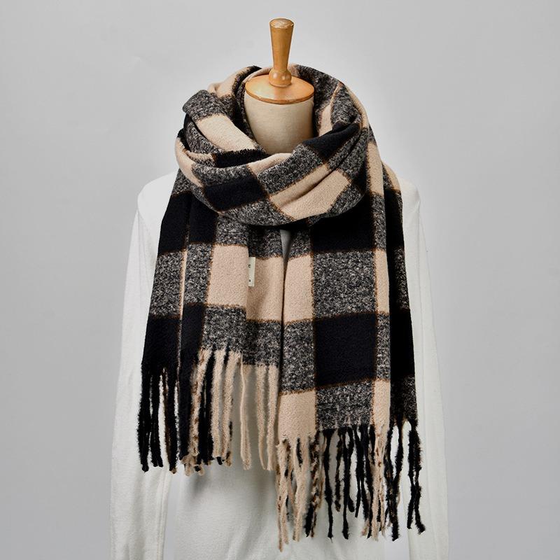 Imitation Cashmere Scarf Women's Fashion Autumn and Winter High-end Plaid Scarf New Men's Scarf Shawl