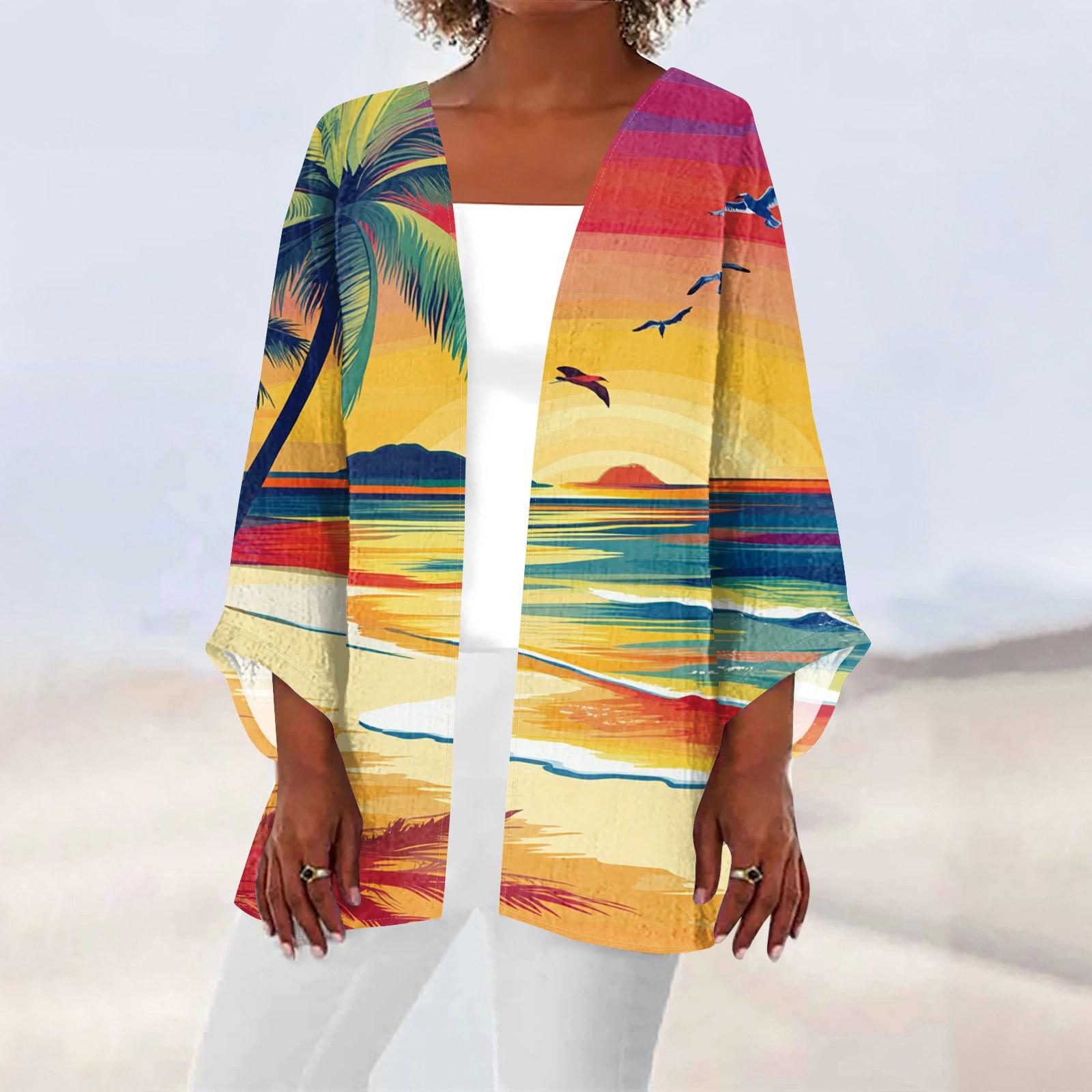 

Женская повседневная модная пляжная легкая куртка средней длины с принтом «Океан-Три» XXXXXL