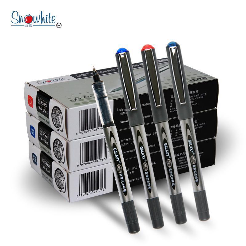 Snow White Quick-Dry 0.38mm Liquid Ballpoint Pen, Refillable, Large-Capacity for Office & Study