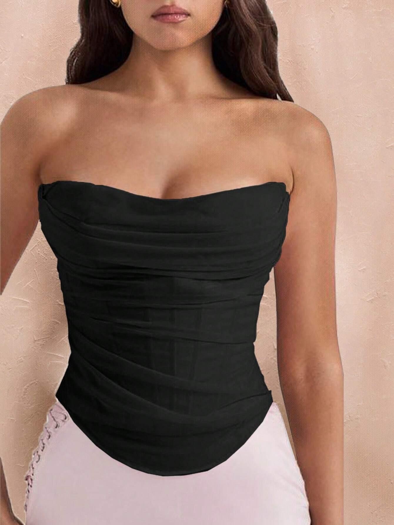 Bone garment sexy chest tube top sexy vest fish bone coat top XS