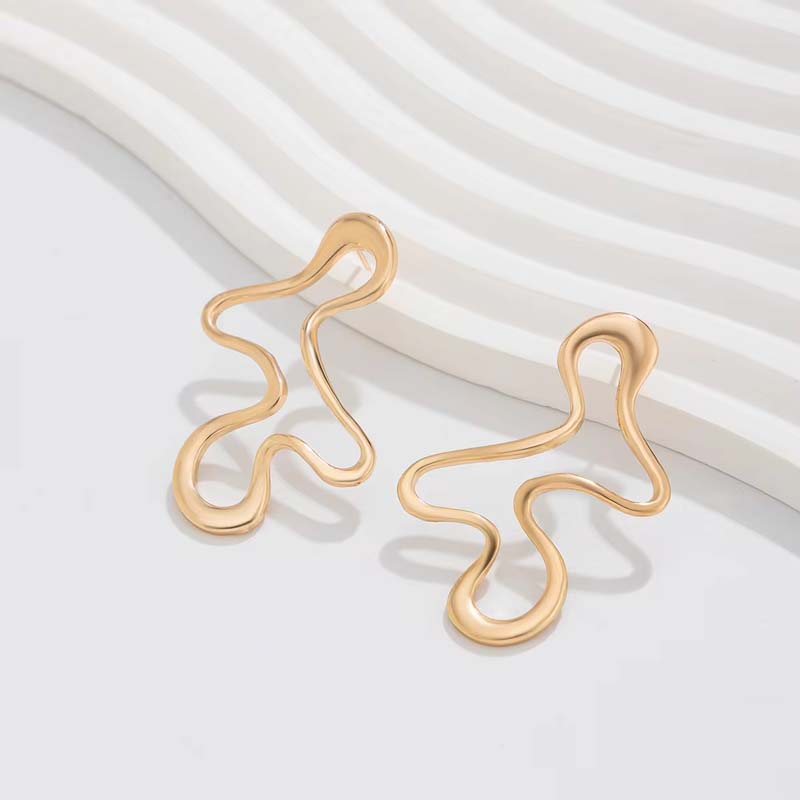 Minimalist Metal Irregular Hollow Pendant Earrings For Women Punk Gold Color Geometric Statement Earring Charm Ear Jewelry