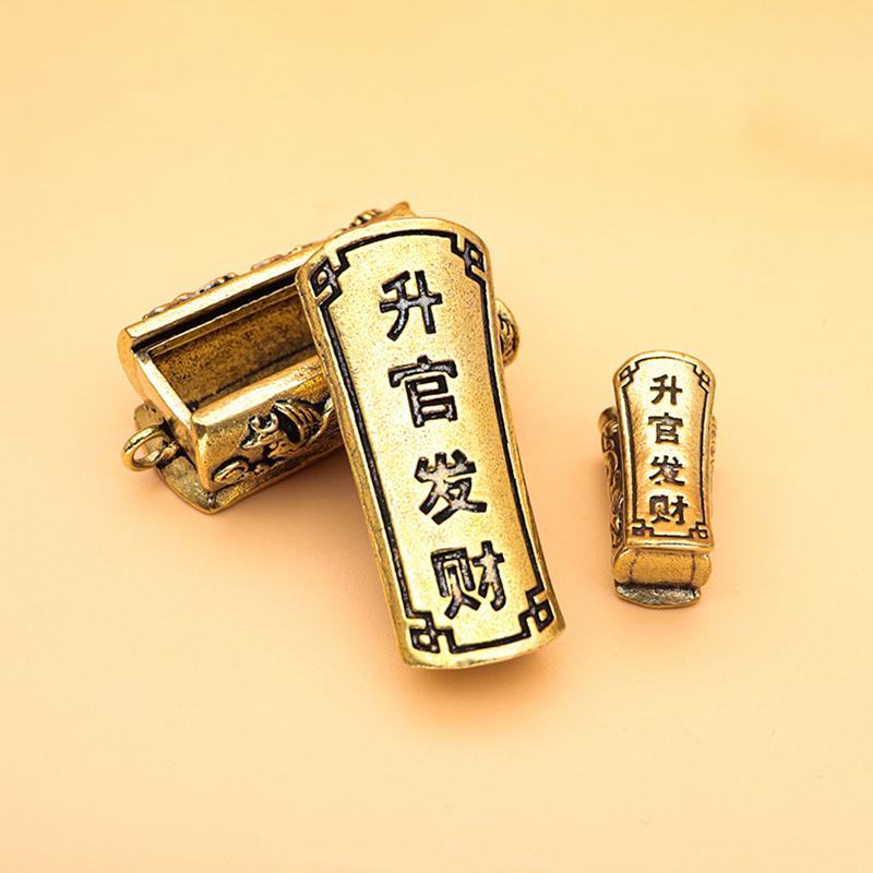1Pcs Copper Brass Small Coffin Ornament Small Statue Figurine Miniature Arts And Crafts