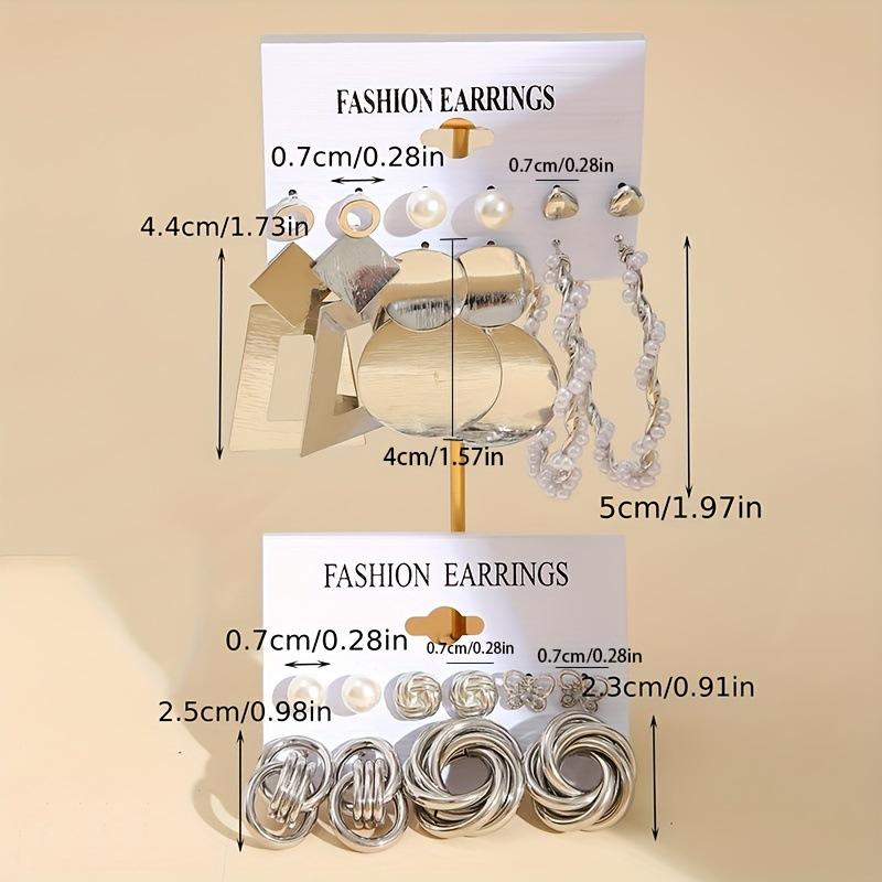European and American hot-selling geometric earrings with stud earrings combination creative gold earrings set