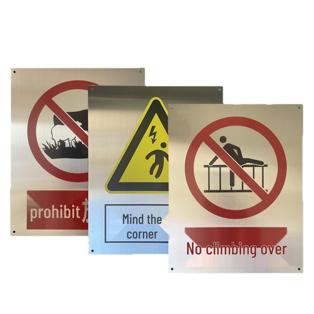 Rainproof & Sunproof Stainless Steel Safety Sign: Danger of High Voltage & Electric Shock - Do Not Cross or Climb