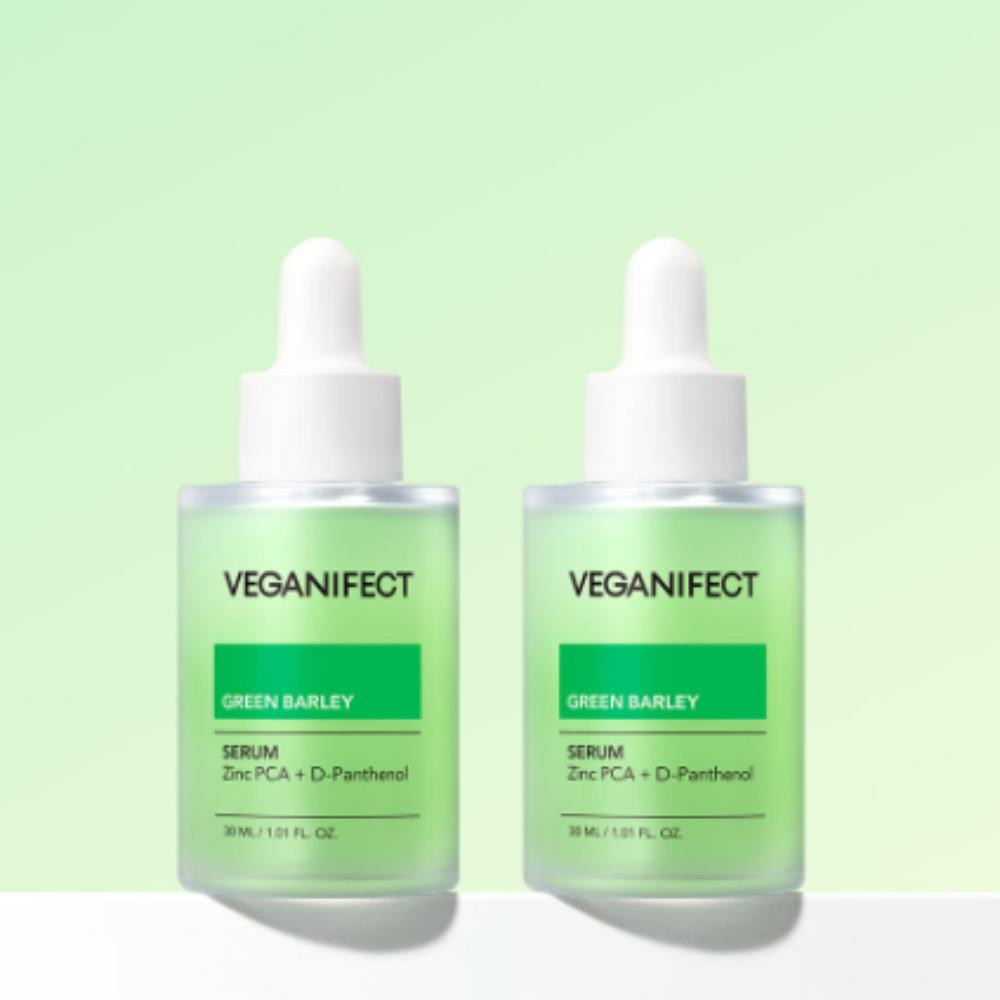 Veganifect Green Barley Trouble Zinc Serum D-Panthenol Sebum Control 30ml Duo Set (2pcs)