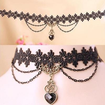 Girocollo da donna con perline di pizzo, collana con colletto gotico in stile vittoriano Steampunk