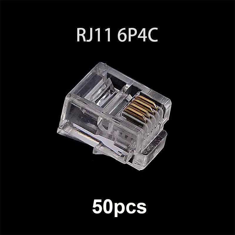 20/50/100PCS/lot RJ11 6P2C 6P4C 6P6C Telephone Internet Modular Plug Jack RJ11 Connector RJ-11 Crystal Heads Gold-Plated 6U