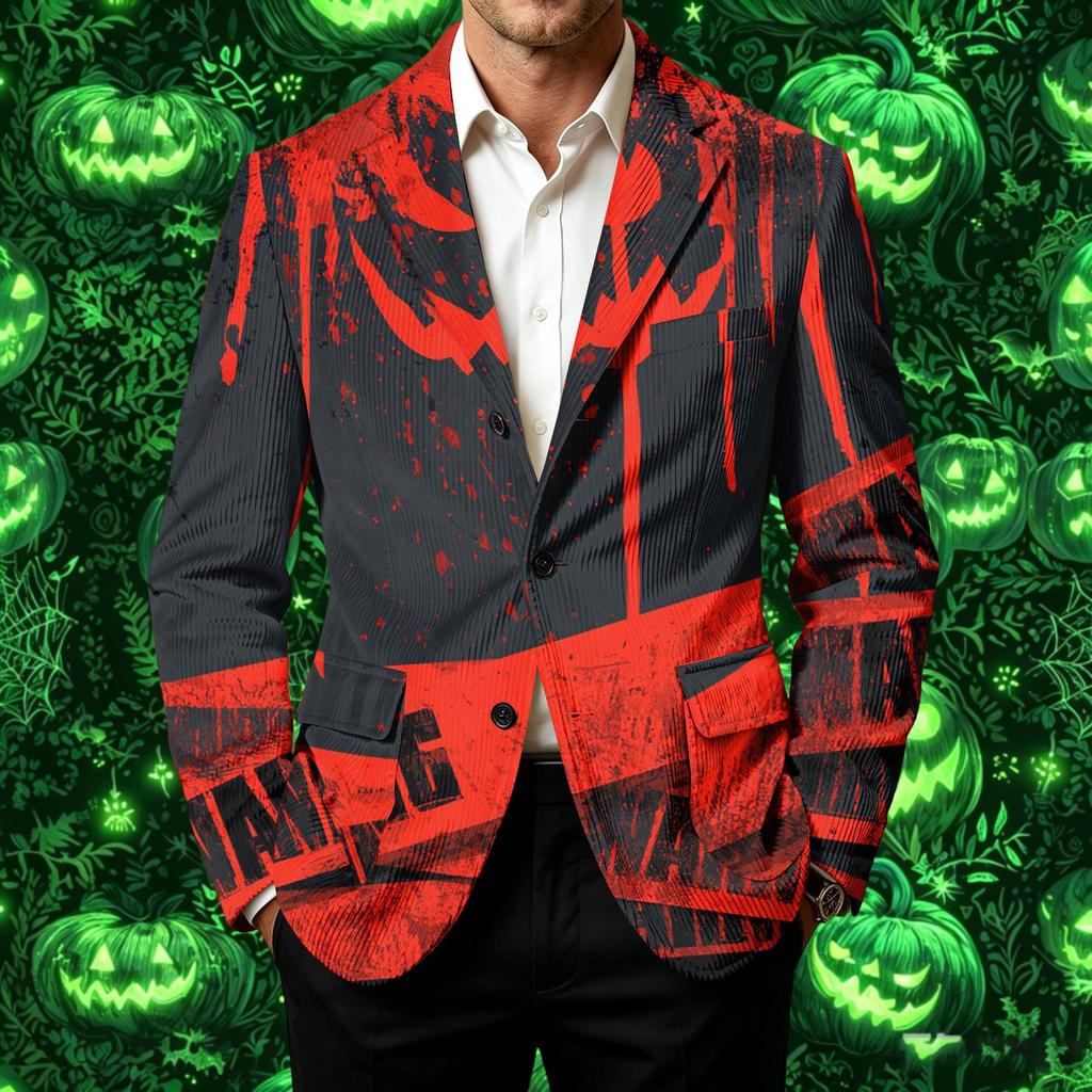 Herre Corduroy Business Casual Jakke med Halloween-trykk