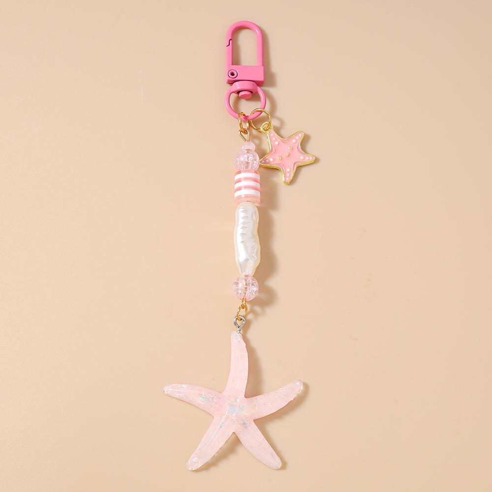 Pretty Mermaid Keychain Women Girls Conch Shell Starfish Key Ring Pendant for Handbag Decor DIY Key Chain Gifts