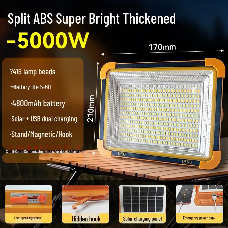 

Портативный светодиодный прожектор высокой мощности на солнечной батарее для наружных дворов