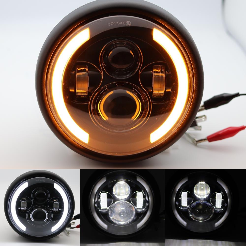 7.5 inch Universal Cafe Racer Round Motorcycle LED Head lamp Headlamp Distance Light Refit 7.5'' Motorcycle Headlight Cafe Racer