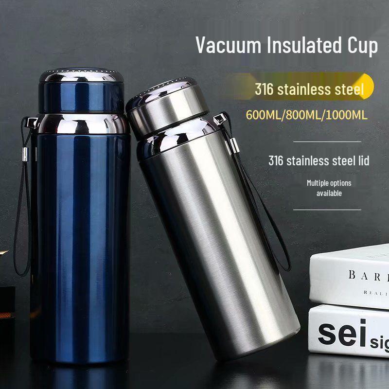 Insulated Stainless Steel Kettle with Tea Infuser, 600-1000ml Capacity - Portable Cup for Car Use