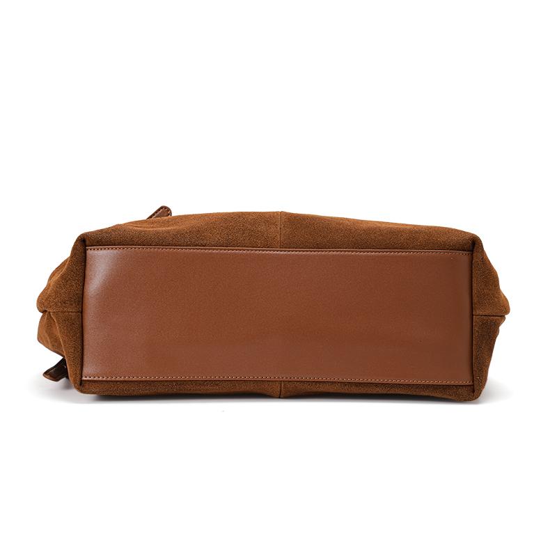 Genuine cowhide leather women's single-shoulder suede large-capacity retro pillow bag handbag