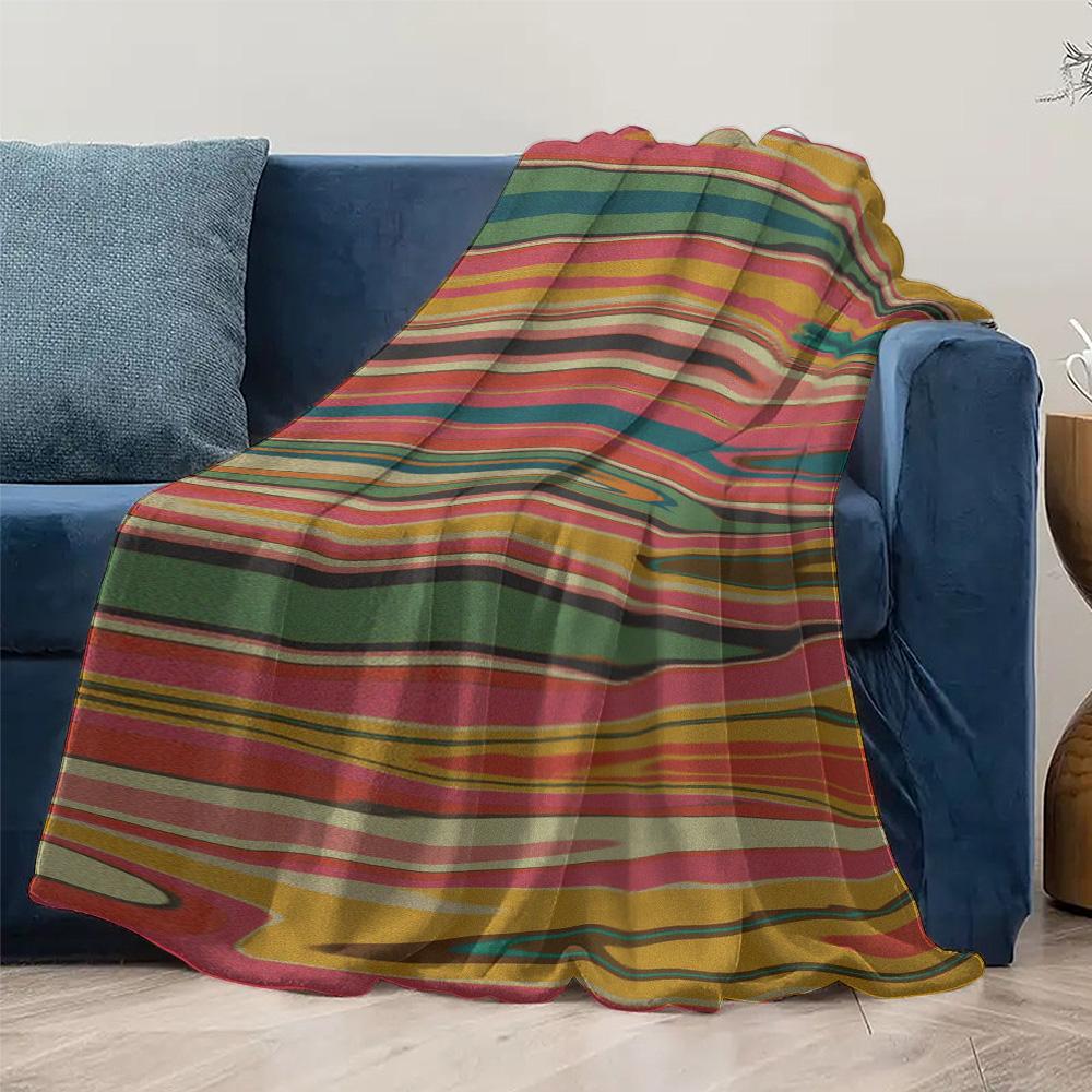 Vibrant Abstract Geometric Striped Throw Blanket Sofa Bed Bedspread Decorative Cushion Cover Home Textile