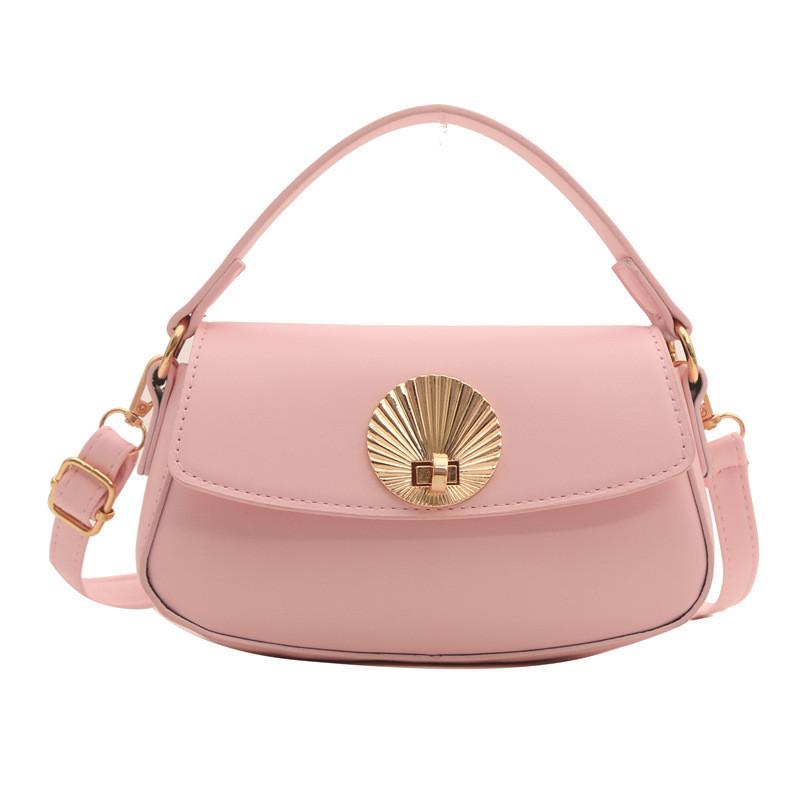 Stylish Pu Leather Handbag With Lock Clasp For Women Perfect For Everyday Casual Streetwear розовый