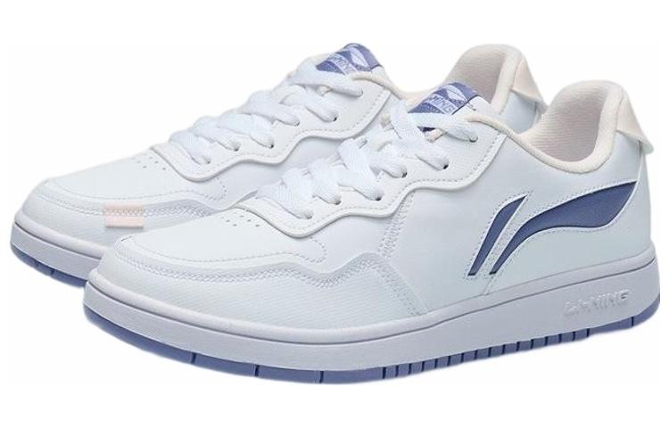 Li Ning Slip Resistant Abrasion Resistant Low Top Skateboard Shoes Women's White Blue AGCR318-3